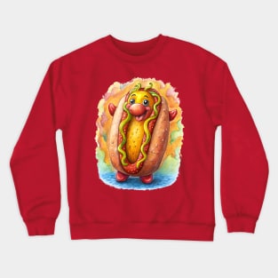 Hot Dog Anime Face Crewneck Sweatshirt